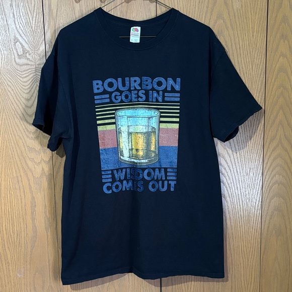 Fruit of the Loom Other - Fruit of the Loom Black Tee with Bourbon goes in, wisdom comes out,men’s large
